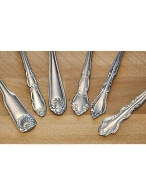 Mismatched Stainless Steel Teaspoons Floral Handles Set of 6 Various Designs